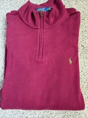 Ralph Lauren Polo NWOT Men’s XL Burgundy 1/4 Zip Estate Rib Pull-Over, &19